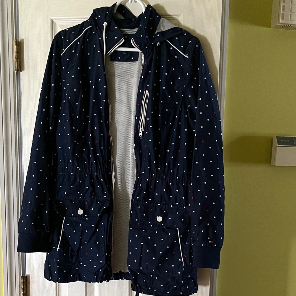 Tommy Hilfiger polka dot rain coat.
